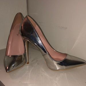 Silver metallic heels